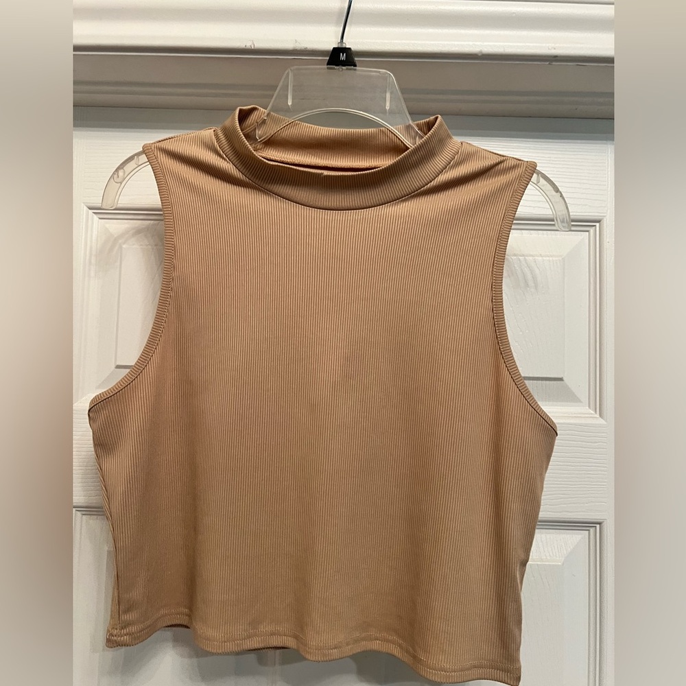 Brown & black turtle neck tank tops